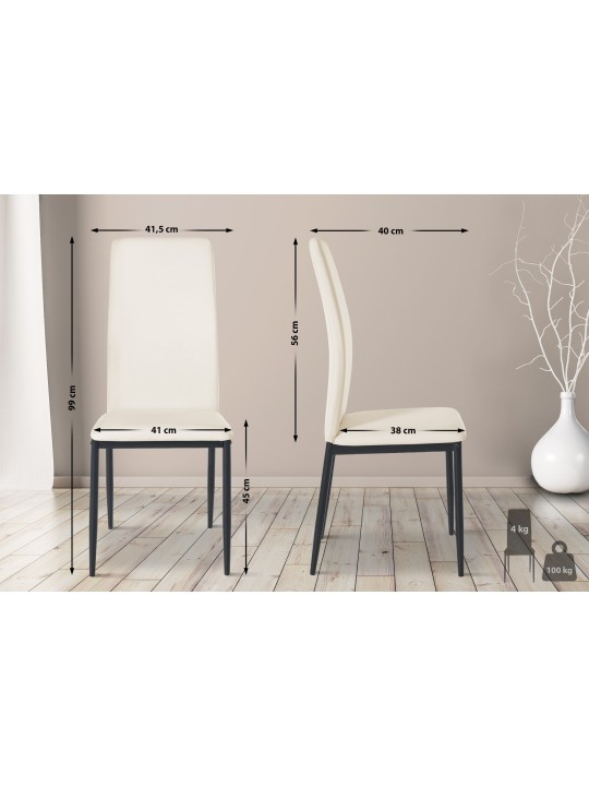 Juego de 6 sillas de comedor Savino piel sintética, crema Juego de 6 sillas de comedor Savino piel sintética, crema