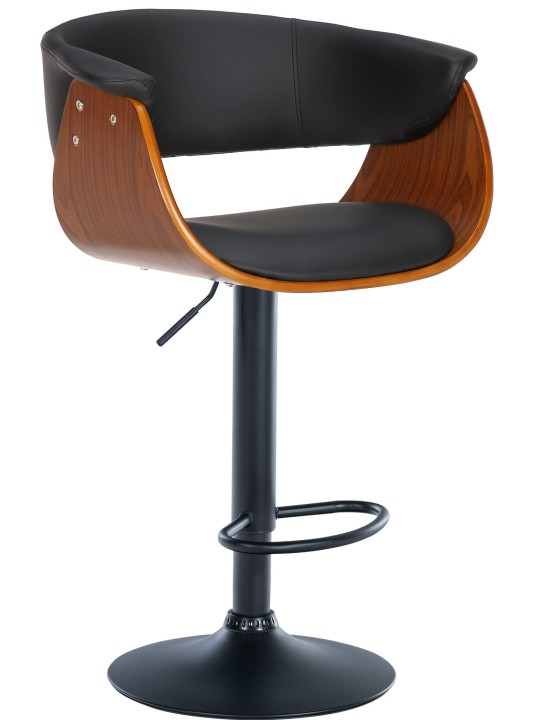 Juego de 2 taburetes de bar Vestal de piel sintética, nogal/negro