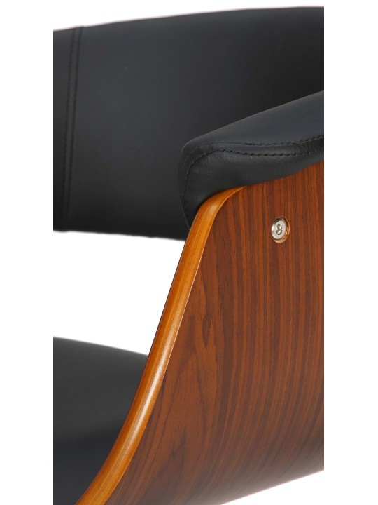 Juego de 2 taburetes de bar Vestal de piel sintética, nogal/negro