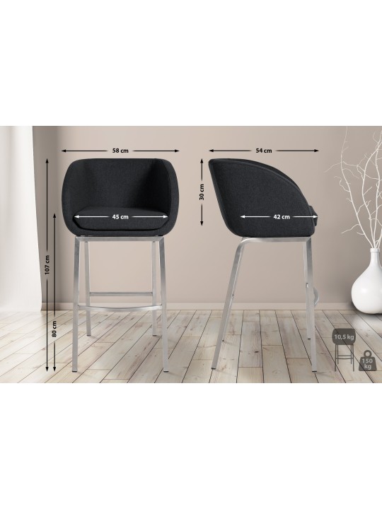 Taburete de bar Rockhill E Felt, antracita