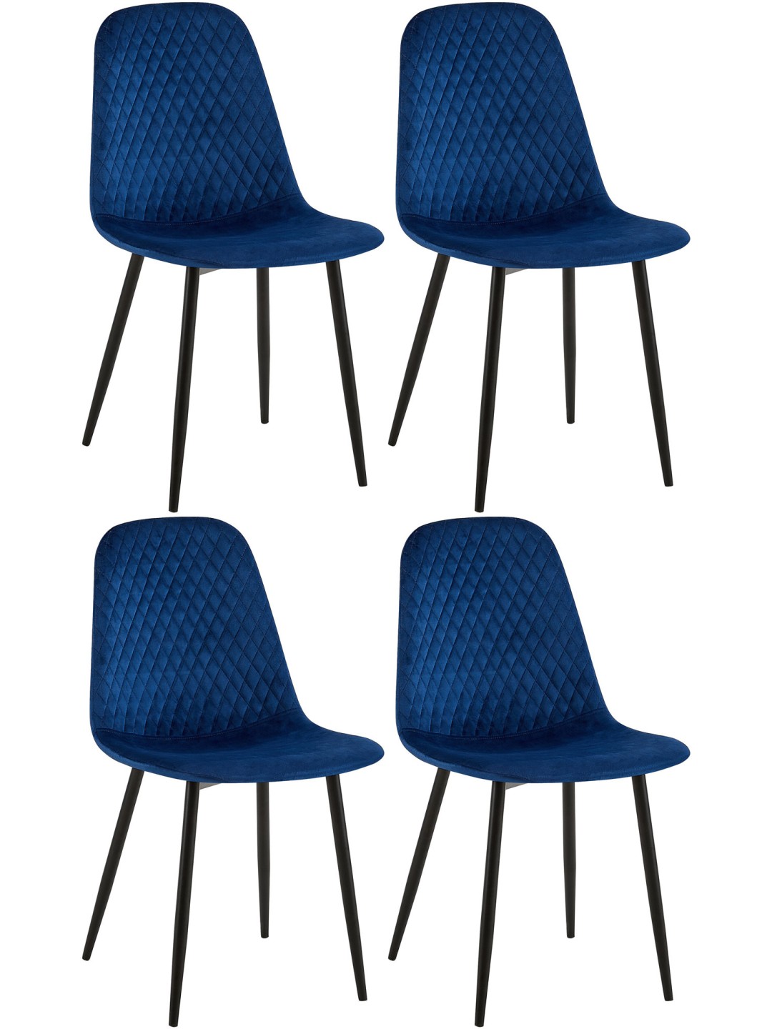 Conjunto de 4 sillas Giverny terciopelo, azul