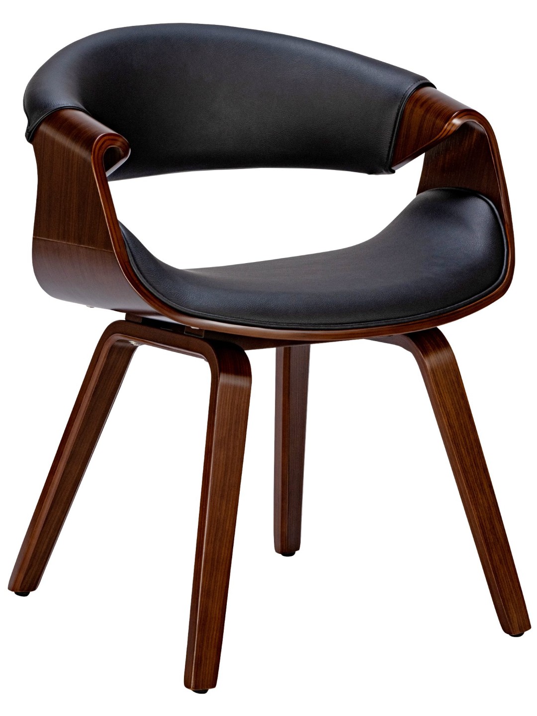 Silla de comedor Foley piel sintética, nogal/negro