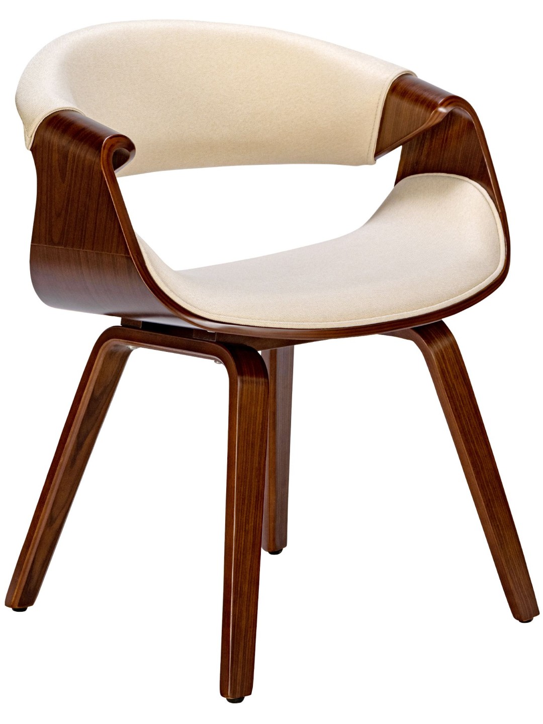 Silla de comedor Foley tela, nogal/crema