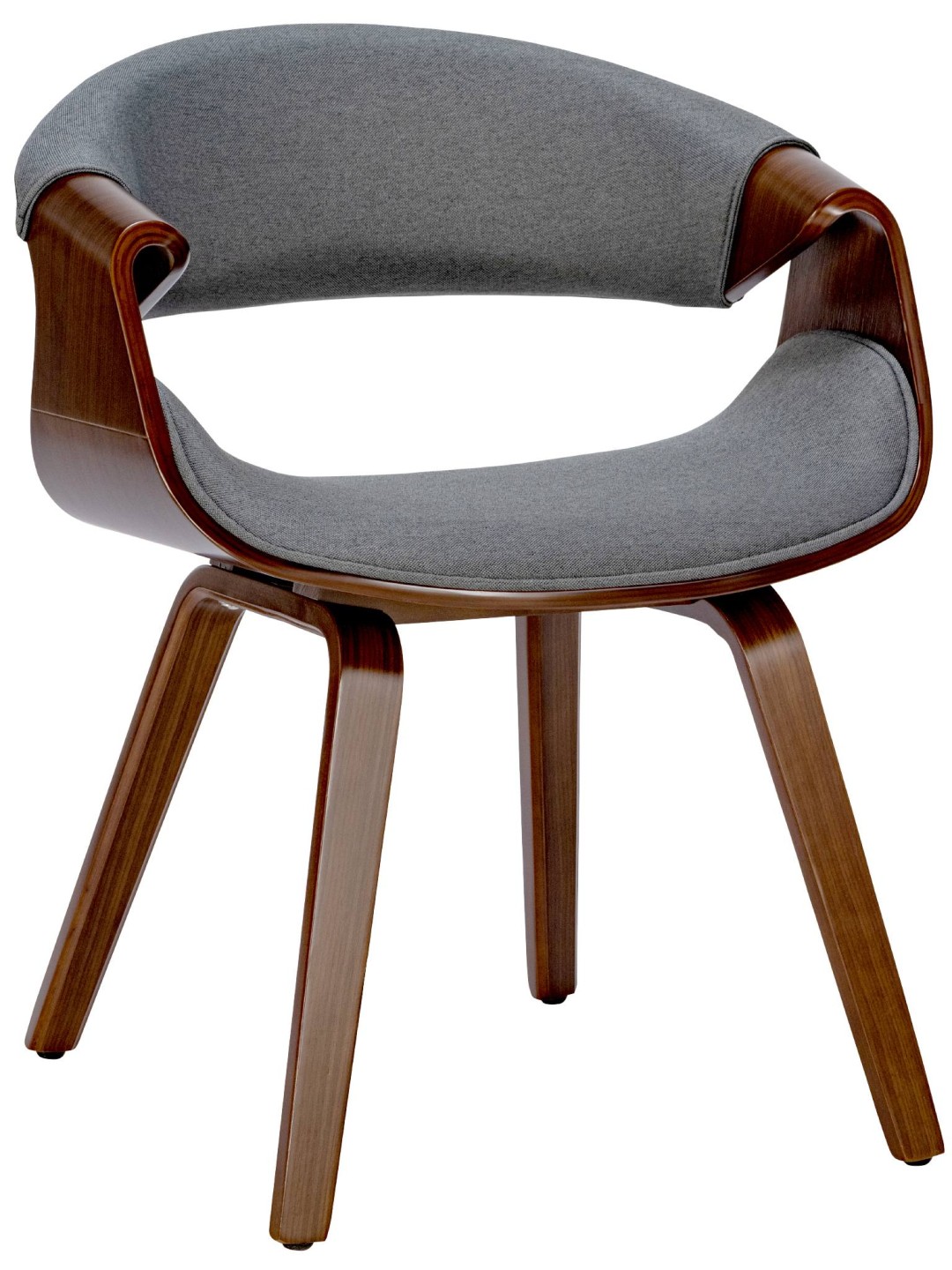 Silla de comedor Foley tela, nogal/gris