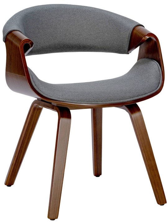 Silla de comedor Foley tela, nogal/gris