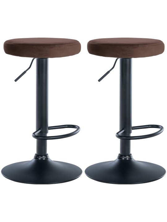 Juego de 2 taburetes de bar Ponte terciopelo, marrón
