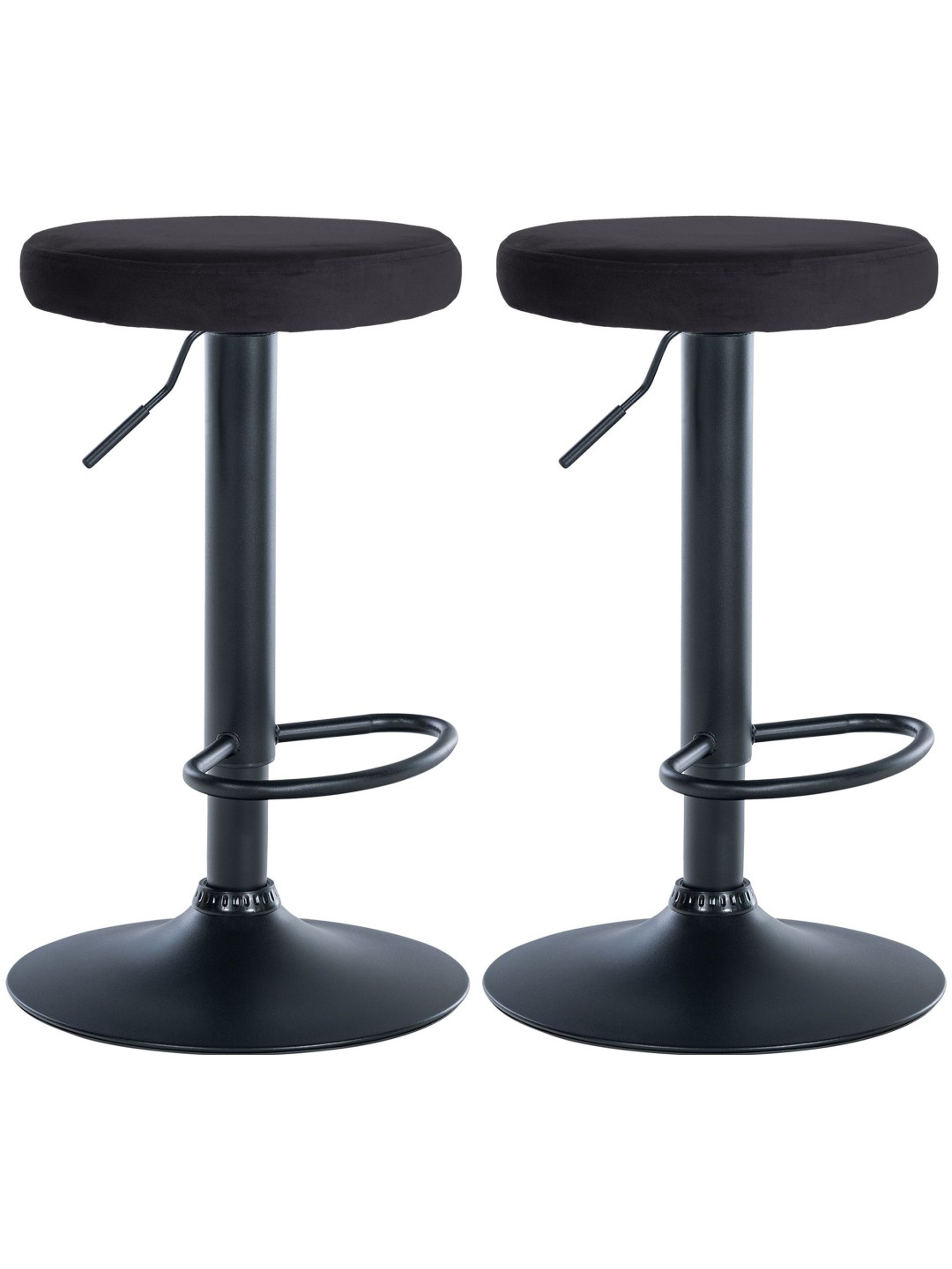 Juego de 2 taburetes de bar Ponte terciopelo, negro