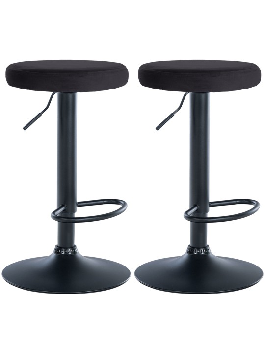 Juego de 2 taburetes de bar Ponte terciopelo, negro Juego de 2 taburetes de bar Ponte terciopelo, negro