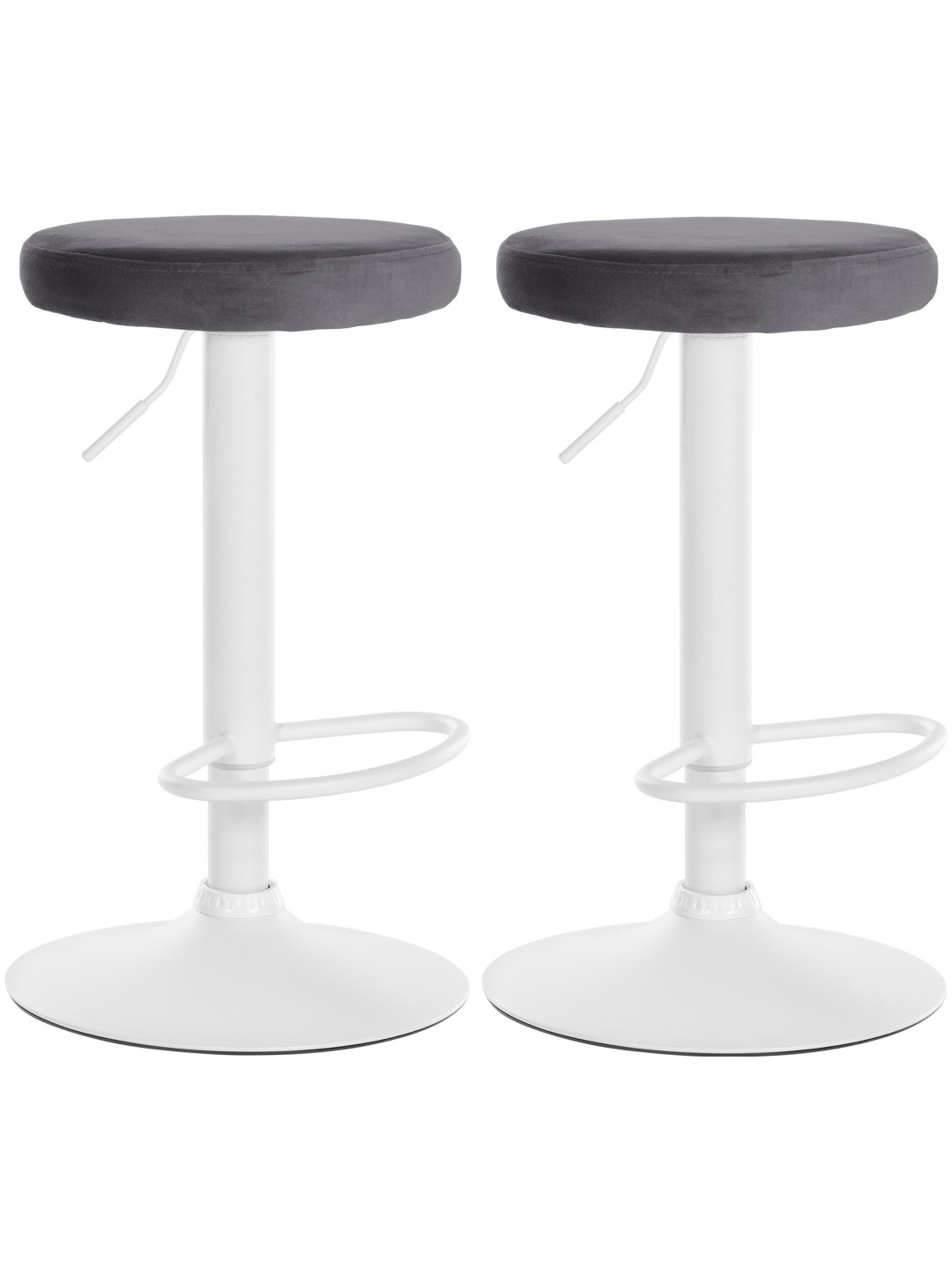 Juego de 2 taburetes de bar Ponte terciopelo, gris oscuro