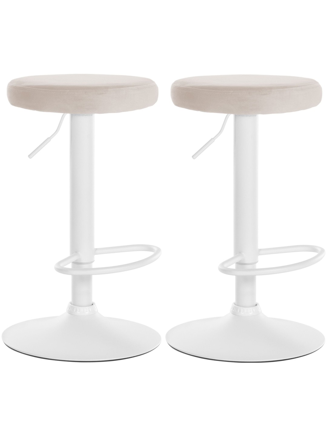 Juego de 2 taburetes de bar Ponte terciopelo, crema
