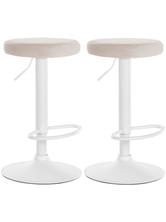 Juego de 2 taburetes de bar Ponte terciopelo, crema Juego de 2 taburetes de bar Ponte terciopelo, crema