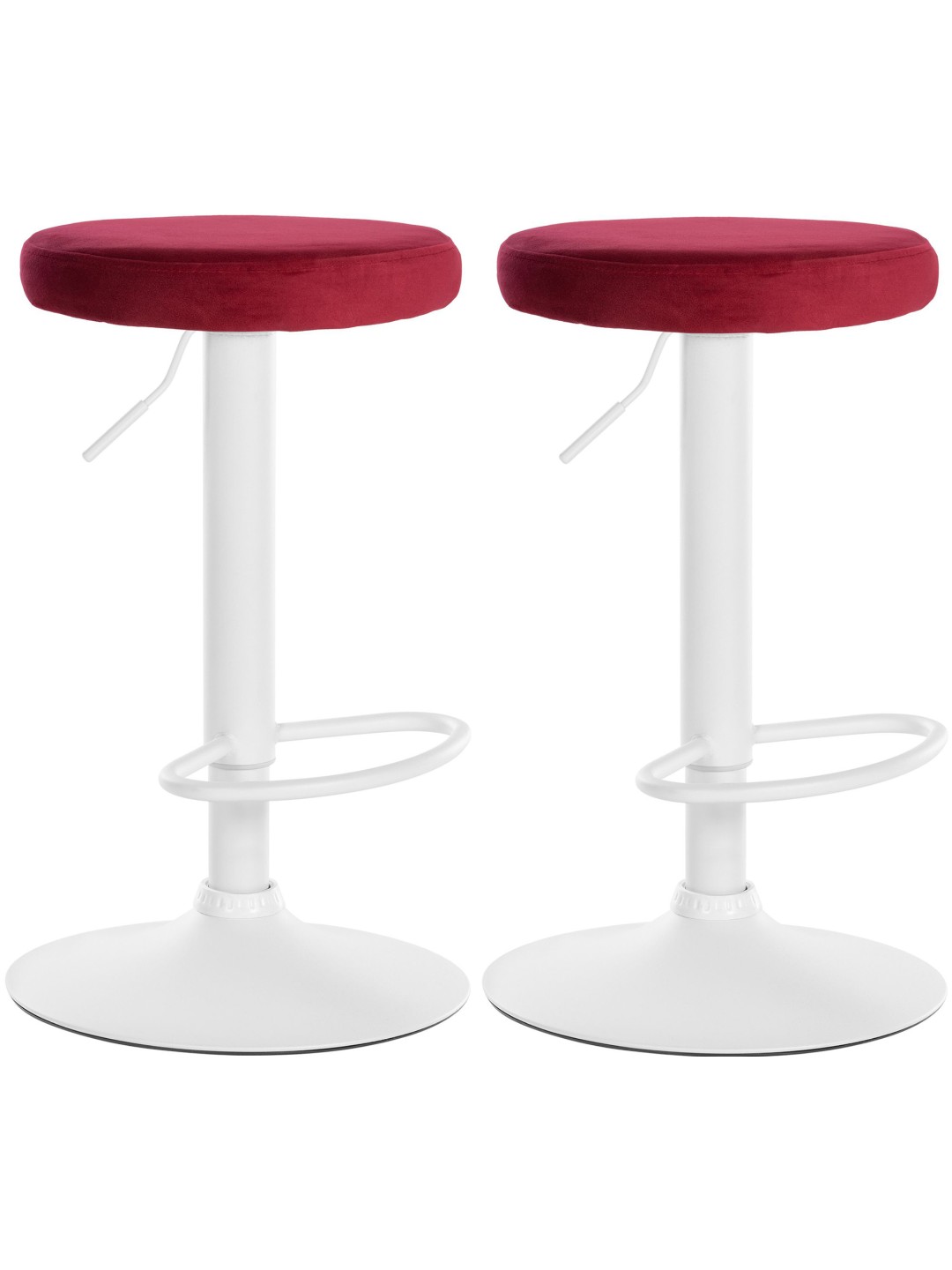 Juego de 2 taburetes de bar Ponte terciopelo, rojo