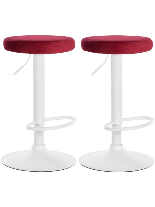Juego de 2 taburetes de bar Ponte terciopelo, rojo