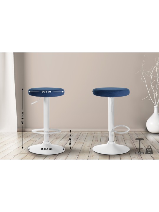 Juego de 2 taburetes de bar Ponte terciopelo, azul