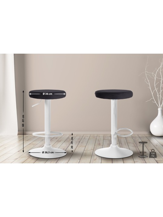 Juego de 2 taburetes de bar Ponte terciopelo, negro Juego de 2 taburetes de bar Ponte terciopelo, negro