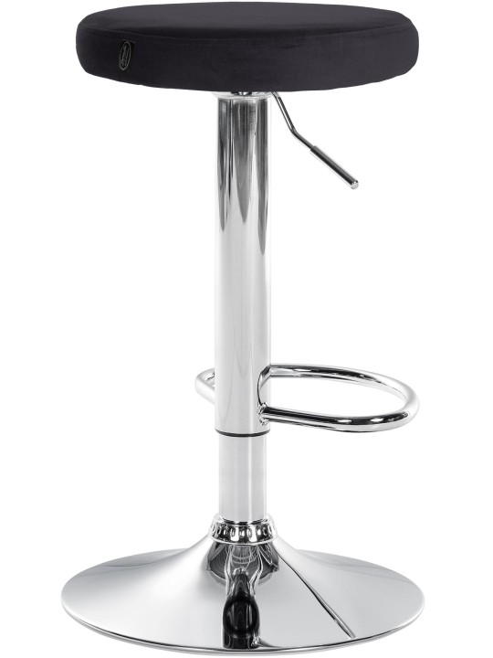 Juego de 2 taburetes de bar Ponte terciopelo cromado, negro Juego de 2 taburetes de bar Ponte terciopelo cromado, negro