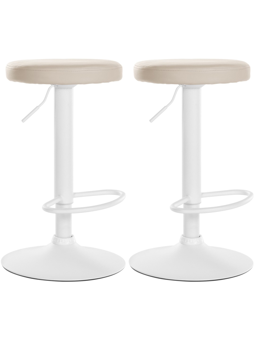 Juego de 2 taburetes de bar Ponte piel sintética, crema