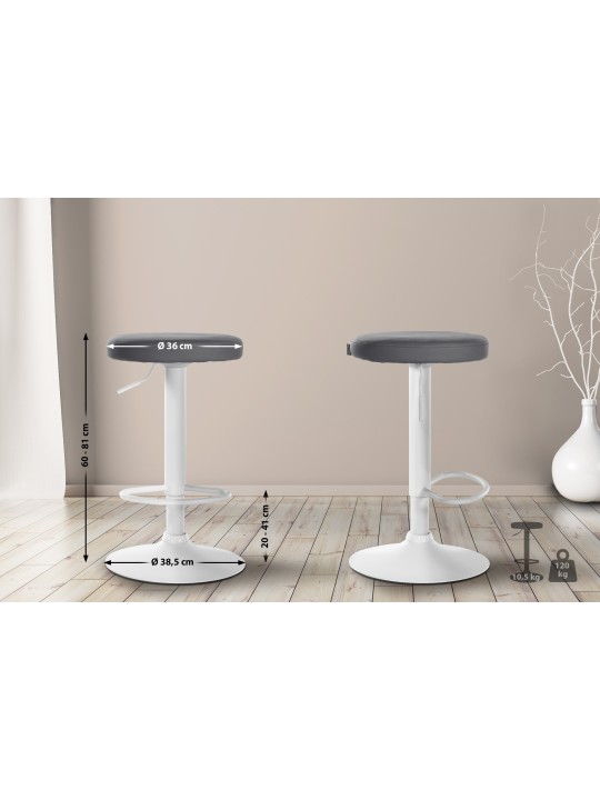 Juego de 2 taburetes de bar Ponte piel sintética, gris Juego de 2 taburetes de bar Ponte piel sintética, gris