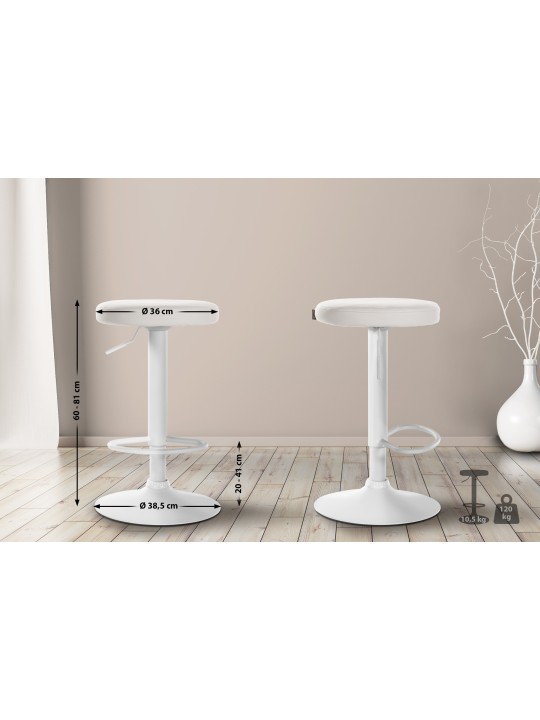 Juego de 2 taburetes de bar Ponte piel sintética, blanco Juego de 2 taburetes de bar Ponte piel sintética, blanco