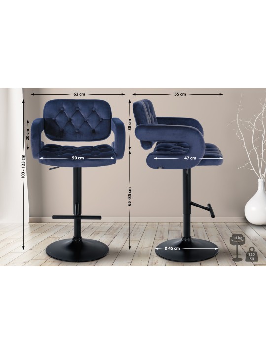 Taburete de bar Dublin terciopelo, azul