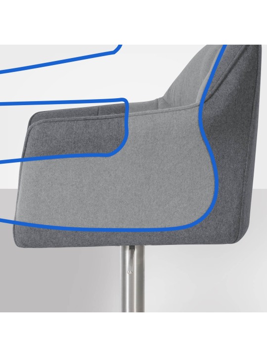 Taburete de bar Damaso E fieltro, gris