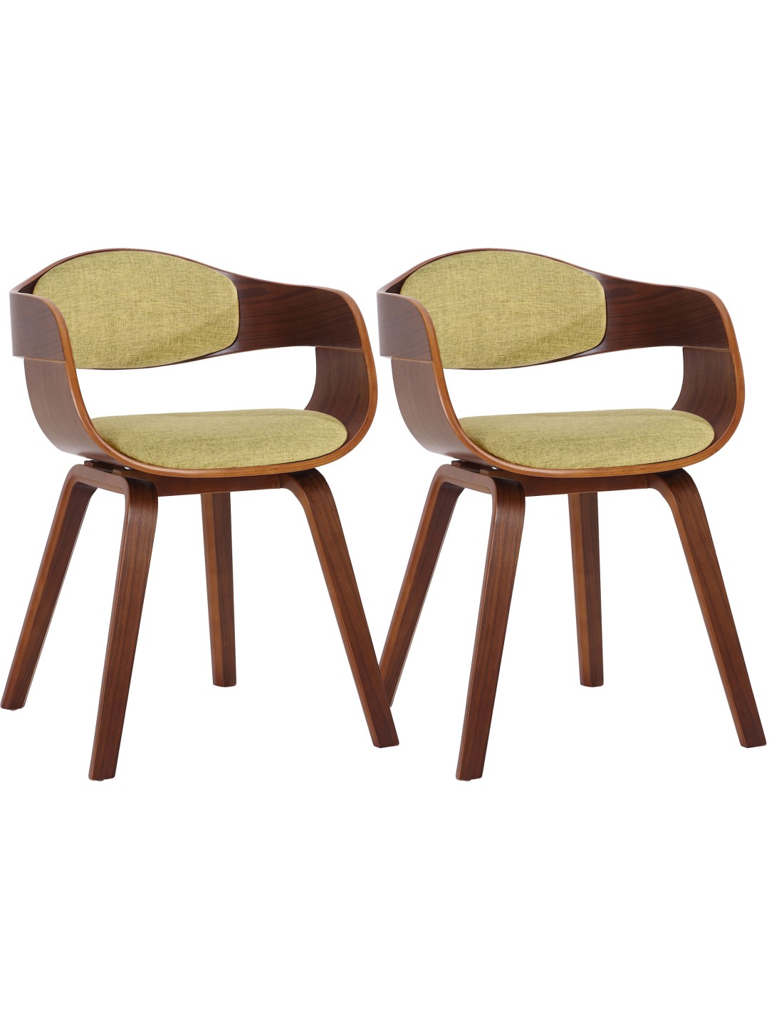 Conjunto de 2 sillas tela Kingston, nogal/verde claro