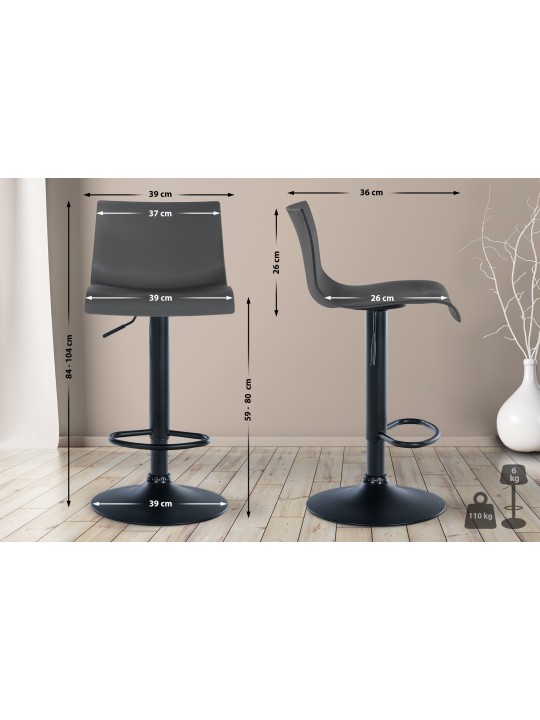 Juego de 2 taburetes de bar Branford plástico, gris Juego de 2 taburetes de bar Branford plástico, gris