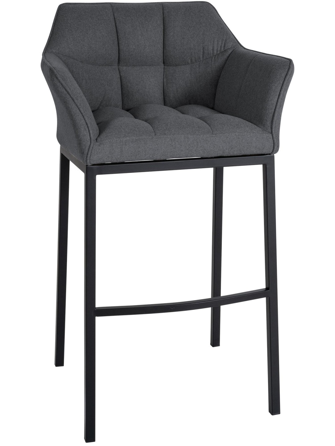 Taburete de bar Damaso B de fieltro con estructura de 4 pies, gris