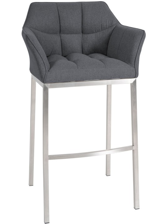 Taburete de bar Damaso E de fieltro con estructura de 4 pies, gris