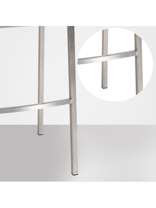 Taburete de bar Damaso E de fieltro con estructura de 4 pies, gris