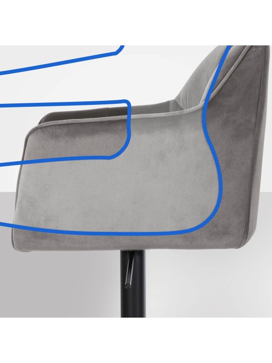 Taburete de bar Damaso B terciopelo, gris