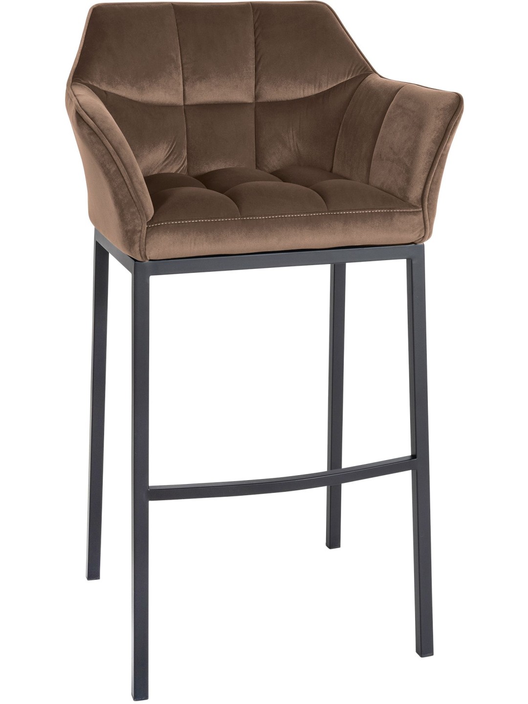 Taburete de bar Damaso B terciopelo con estructura de 4 pies, marrón