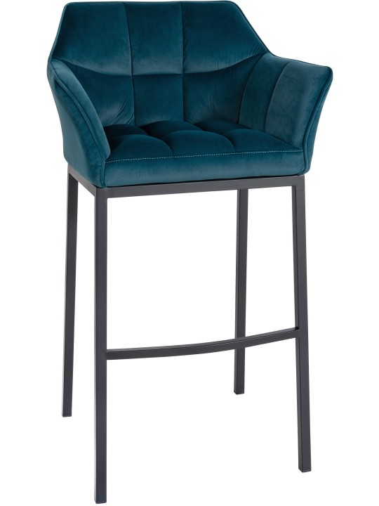 Taburete de bar Damaso B terciopelo con estructura de 4 pies, verde