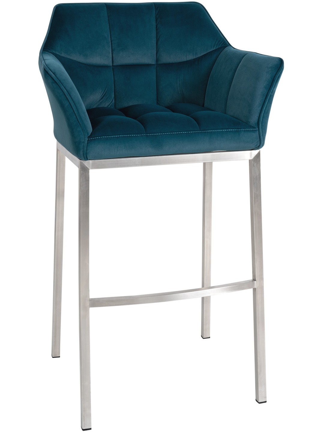 Taburete de bar Damaso E terciopelo con estructura de 4 pies, verde