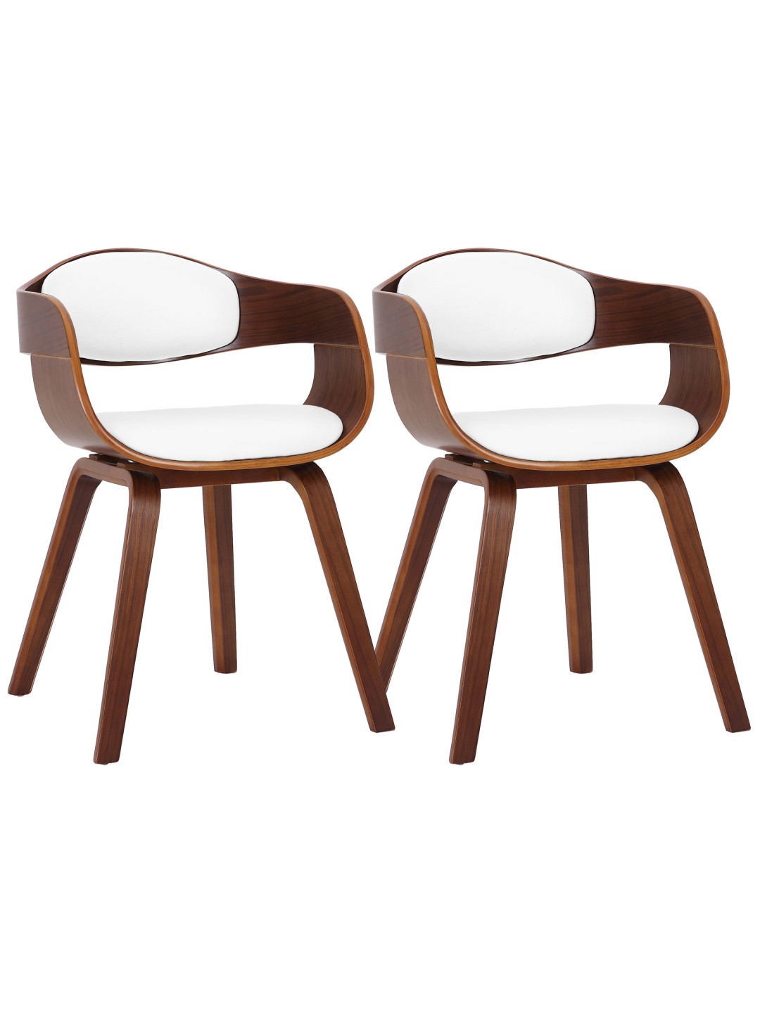 Conjunto de 2 sillas Kingston piel sintética, nogal/blanco