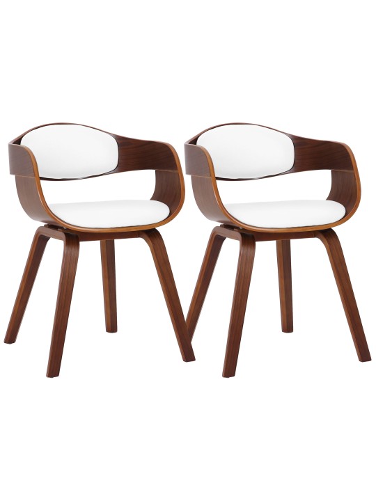 Conjunto de 2 sillas Kingston piel sintética, nogal/blanco