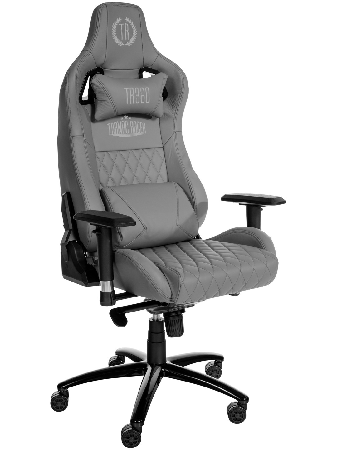 Silla de oficina Keren de cuero genuino, gris
