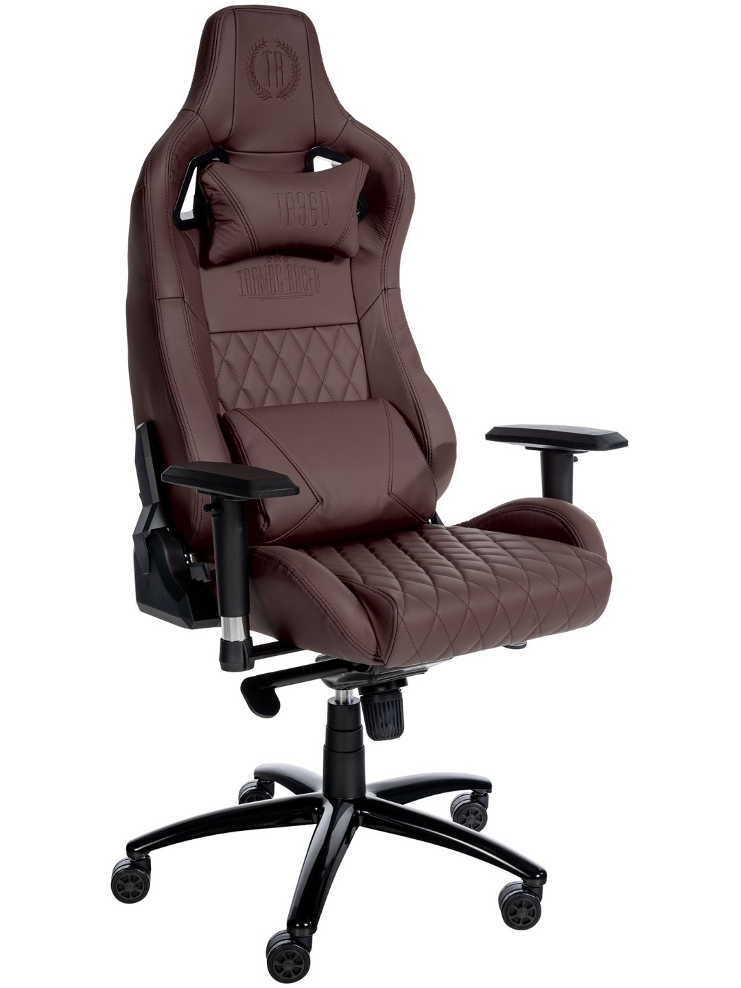 Silla de oficina Keren de cuero genuino, marrón