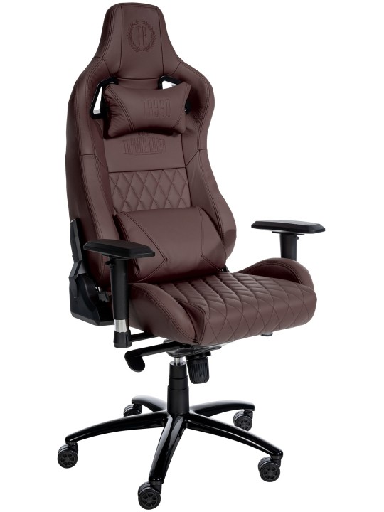 Silla de oficina Keren de cuero genuino, marrón