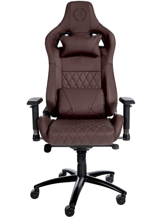 Silla de oficina Keren de cuero genuino, marrón