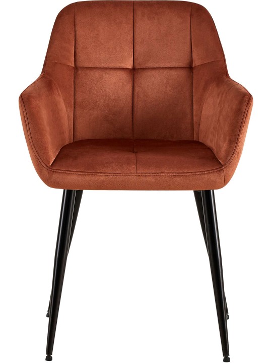 Juego de 2 sillas de comedor Emia terciopelo, marrón