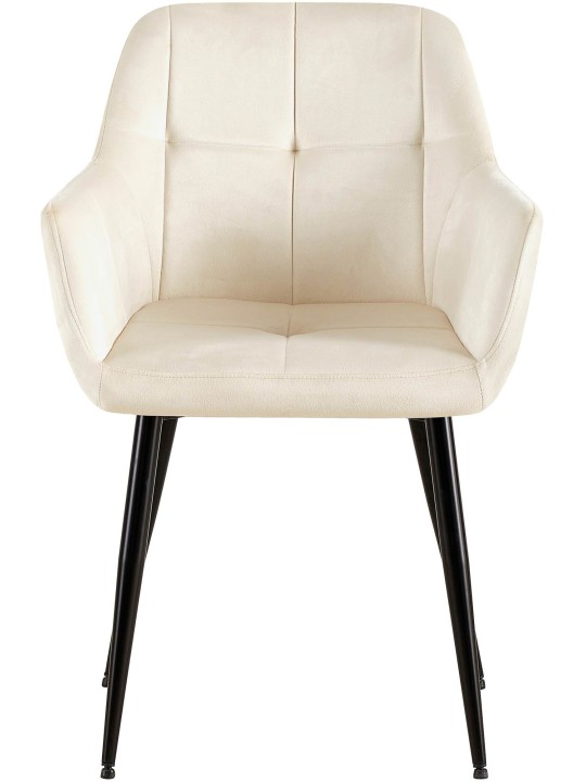 Juego de 2 sillas de comedor Emia terciopelo, crema