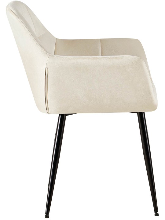 Juego de 2 sillas de comedor Emia terciopelo, crema
