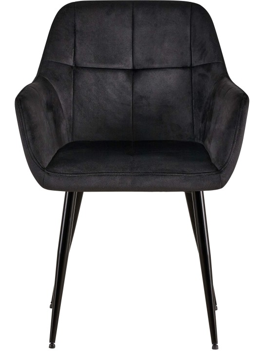 Juego de 2 sillas de comedor Emia terciopelo, negro