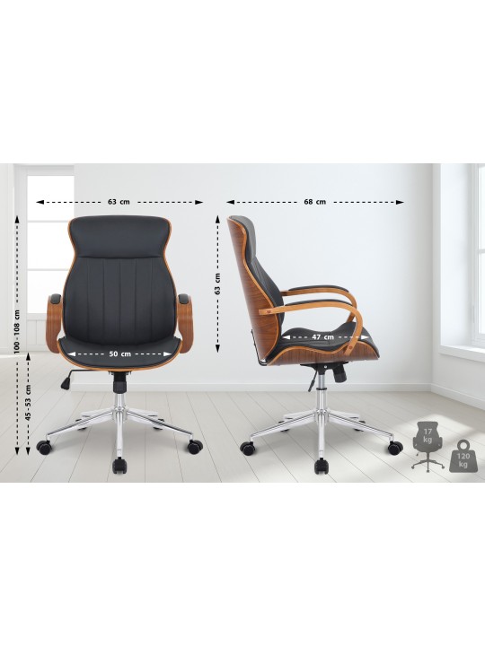 Silla de oficina Melilla polipiel, nogal/negro