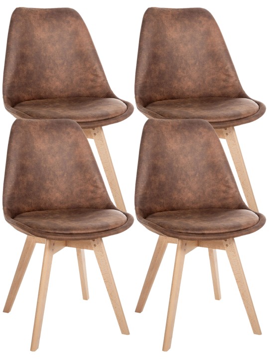 Conjunto de 4 sillas Linares Vintage, marrón Conjunto de 4 sillas Linares Vintage, marrón