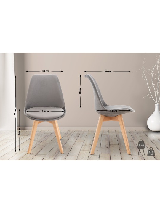 Silla Linares Terciopelo, gris Silla Linares Terciopelo, gris
