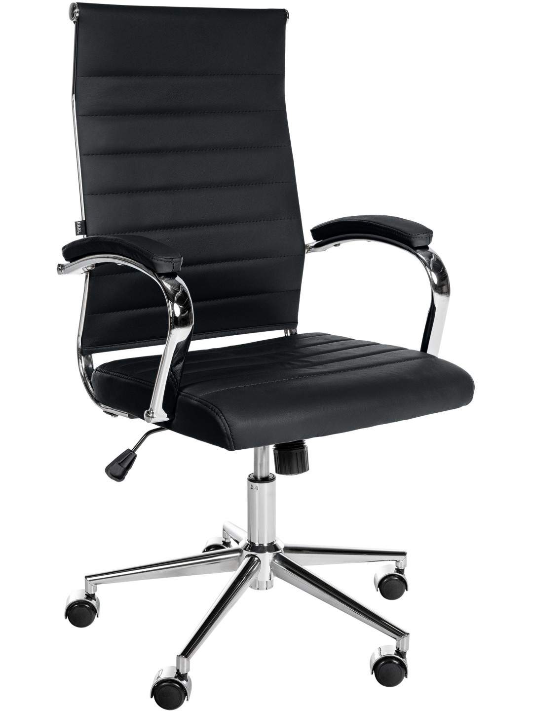 Silla de oficina Mollis de cuero genuino, negro