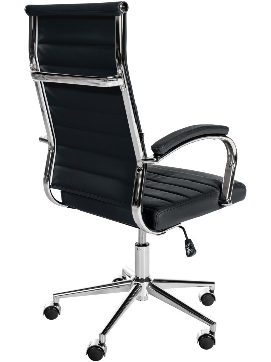 Silla de oficina Mollis de cuero genuino, negro