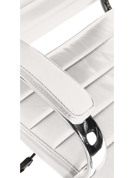 Silla de oficina Mollis de cuero genuino, blanco